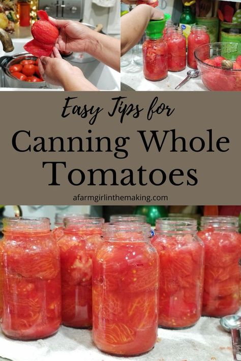 Can Whole Tomatoes, Can Tomatoes, Canning Tomatoes Recipes, Preserving Tomatoes, Easy Canning, Pressure Canning Recipes, Canning Fruit, Canning Whole Tomatoes, Home Canning Recipes