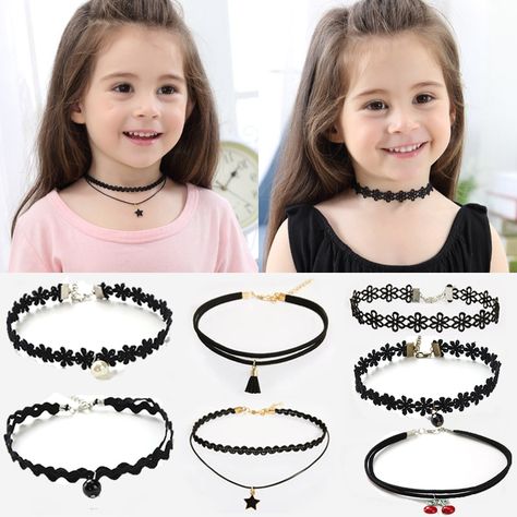 Cheap Chain Necklaces, Buy Directly from China Suppliers:11PCS Fashion Pretty Girls Black Multi Layer Lace Chains Necklace Kids Exquisite Gothic Stretch Choker Jewelry Children Necklace Enjoy ✓Free Shipping Worldwide! ✓Limited Time Sale ✓Easy Return. Chokers For Kids, Kalung Choker, Childrens Necklace, Girls Choker, Diamond Initial Necklace, Black Choker Necklace, Choker Necklace Set, Kids Necklace, Black Choker