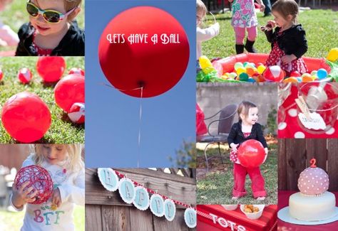 Let’s Have A Ball Themed Kids Party Pretty Party Decorations, Ball Theme Party, Peanuts Party, Apple Slice, Ball Birthday Parties, Second Birthday Ideas, Bouncy Ball, Ball Birthday, Ball Party