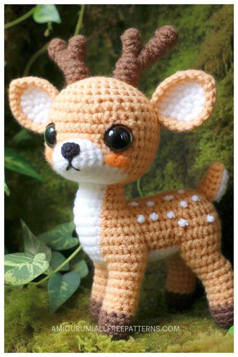 Deer Crochet Pattern Free Amigurumi, Crocheted Deer Patterns, Crochet Deer Amigurumi, Free Crochet Deer Pattern, Amigurumi Squirrel Free Pattern, Amigurumi Free Pattern Doll, Deer Crochet Pattern Free, Crochet Woodland Animals Free Pattern, Squirrel Crochet Pattern Free