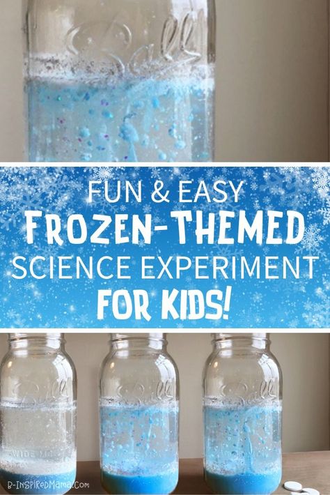 Are your kids excited for Disney's Frozen 2?! How about some Frozen themed learning! Gather the kids and make a fizzy snowstorm in a jar using household ingredients - the perfect snow day science experiment for kids! #kids #kidsactivity #science #experiment #kidsscience #learning #homeschool #winter #snow #snowday #frozen2 #frozen Snowday Crafts For Kids, Frozen Day At School, Frozen Theme Preschool Activities, Disney Science Activities Preschool, Frozen Activities For Kids Preschool, Frozen Arts And Crafts For Kids, Disney Science Experiments, Frozen Crafts For Preschoolers, Frozen Preschool Activities