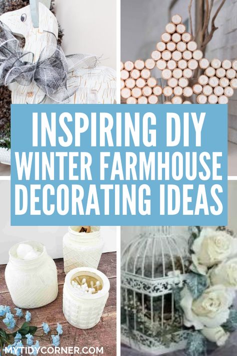 DIY Farmhouse Winter Decor Ideas for the Home After Christmas Winter Decor, Winter Mantle Decor, Winter Decor Ideas For The Home, Rustic Farmhouse Decor Ideas, Winter Farmhouse Decor, Decor After Christmas, Diy Rustic Farmhouse, Winter Decor Ideas, Farmhouse Winter Decor