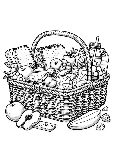 Basket full of healthy food / coloring page #Foodmashups #mashups #meltymashups Coloring Food Pages, Healthy Food Coloring, Food Coloring Page, Muslim Kids Activities, Grocery Basket, Food Coloring Pages, Food Basket, Muslim Kids, Food Colouring