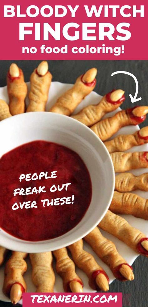 Halloween Fingers, Halloween Appetizers For Adults, Food For Party, Witch Fingers, Witch Finger Cookies, Halloween Finger Foods, Dessert Halloween, Cookie Recipe Video, Kids Halloween Food