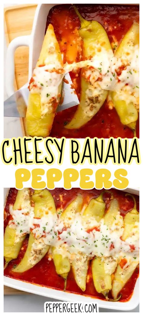 Banana peppers retain their delightful, unique flavor profile even after roasting. This recipe for stuffed banana peppers combines pillowy ricotta cheese along with stretchy mozzarella and herby, rustic sausage. It’s a great way to use up an abundance of sweet banana peppers from your harvest. Sausage Stuffed Banana Peppers Baked, Stuffed Banana Peppers Recipe Sausage, Stuffed Banana Peppers With Cream Cheese, Stuffed Banana Peppers With Sausage, Cheese Stuffed Banana Peppers, Stuffed Banana Peppers Recipe, Banana Pepper Recipe, Recipes With Banana Peppers, Sweet Banana Peppers