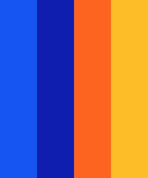 Blue-Orange Feelings Color Palette Colors That Go With Bright Orange, Electric Blue Color Palette Colour Schemes, Blue And Orange Pallet, Orange And Blue Color Pallet, Blue Orange Pallete, Cobalt Blue Orange Color Palette, Neon Orange Palette, Color Palette Orange And Blue, Blue Orange Red Color Palette