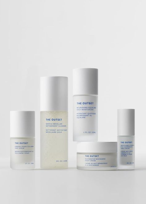 The Outset Scarlett Johansson, Spray Packaging, Gentle Skincare, Minimal Skincare, Universal Trip, Minimalist Skincare, The Outset, Skincare Branding, Cosmetic Packaging Design