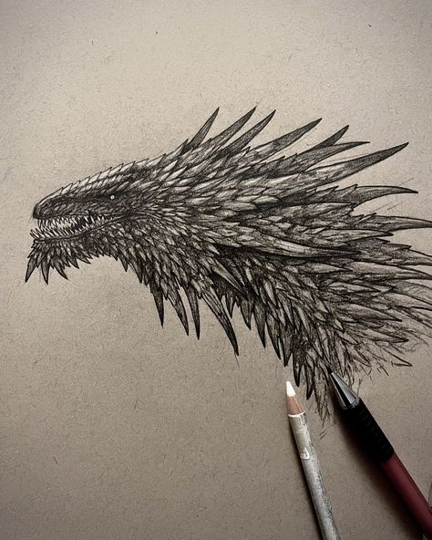 Mikel Rekondo | Final image of Meleys, the second dragon fanart drawing from House of the Dragon. Which one should I do next? 🔥 I’m not sure if she’s my… | Instagram Meleys Dragon, Dragon Drawing Ideas, Dragon Fanart, Dragon Anatomy, Game Of Thrones Dragons, Fanart Drawing, House Targaryen, Creature Drawings, House Of The Dragon