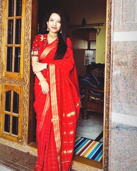 Red Mysore Silk Saree, Ksic Mysore Silk Saree, Ksic Saree, Mysore Silk Sarees, Amazing Bedroom Designs, Mysore Silk Saree, Mysore Silk, Kutch Work, Fancy Blouse