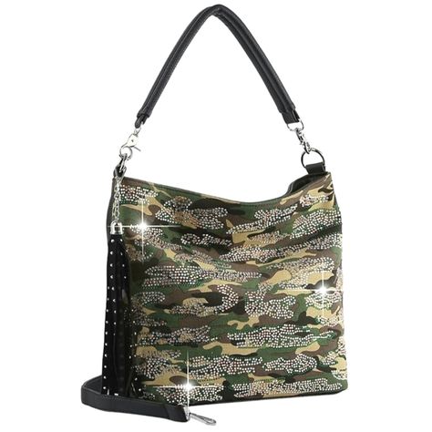 City Sparkle Meets Country Camo. Gorgeous Camo With Sparkling Rhinestones Create A Cool Chick Vibe On The Front Of The Canvas Panel. It Is Finished In Luxurious Soft Vegan Leather. Beautiful Handbag Purse 1 Back Zip Pocket. 22l Adjustable Strap Vegan Leather With Lined Interior. 2 Interior Slip Pockets, 1 Zip Pocket Top Zip Closure. Silver Hardware With Metal Stud Feet. Tablet Compatible (Std. Size 8-10in). 14l X 12h X 4w Mothers Day Gift Birthday Mom Daughter Sister Grandma Grandmother Annivers Brand Party, Michael Kors Tote Bags, Birthday Mom, Pink Tote Bags, Beautiful Handbags, Rhinestone Studs, Pocket Top, Mom Daughter, Shoulder Handbag