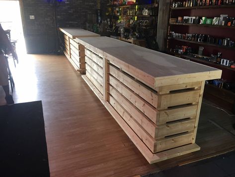 Whoadie 1.5 12' Unfinished Shabby Chic Rustic Barn Wood | Etsy Lake Bar, Wooden Pallet Bar, Den Bar, Bar Reception, Outdoor Covered Patio, Pallet Bar, Woodworking Chair, Outdoor Patio Bar, Bar Inspiration