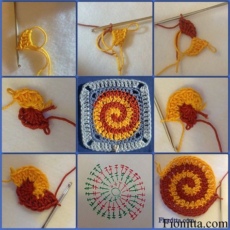 Crochet square motifs | Fionitta,  Spiral granny square