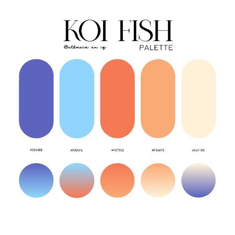 edit inspo fakeland palette No resubir ni plagiarpor favor Koi Pond Color Palette, Koi Fish Color Palette, Koi Color Palette, Vector Color Palette, Fursona Color Palette, Graphic Color Palette, Ppt Color Palette, Japan Color Palette, Blue Colour Combinations