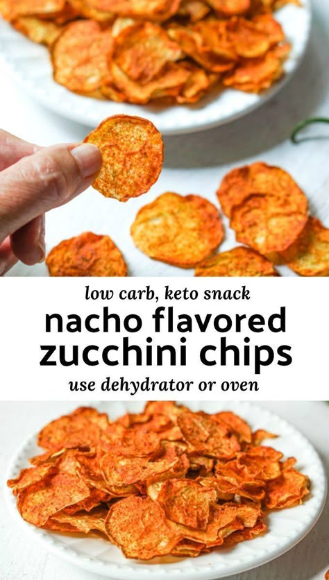 If you love Doritos nacho chips, you will love these keto nacho zucchini chips recipe. Try this spicy blend on these healthy squash chips. Dehydrated Zucchini Chips, Low Carb Nachos, Garden Zucchini, Zucchini Chips Recipe, Squash Zucchini, Vegetable Chips, Dehydrated Vegetables, Veggie Chips, Zucchini Chips