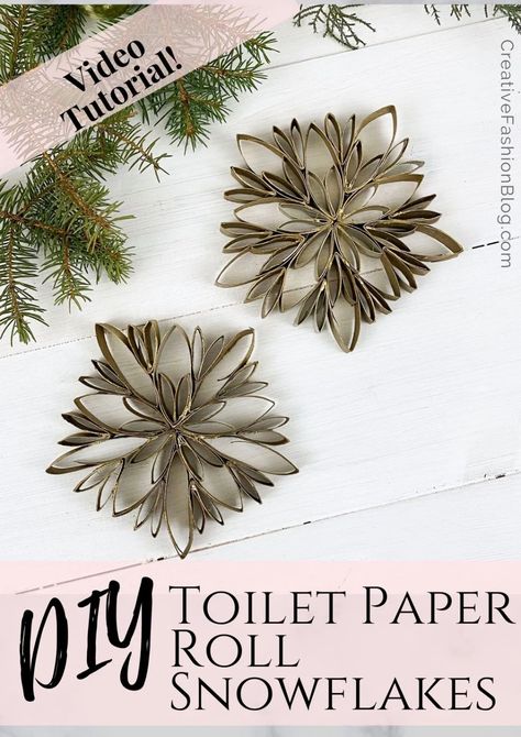 Decorations From Recycled Materials, Recycled Christmas Crafts, Paper Towel Roll Art, Paper Roll Crafts Diy, Snowflake Crafts, Recycled Christmas Decorations, Winter Diy Crafts, Christmas Toilet Paper, Reusable Gift Wrap