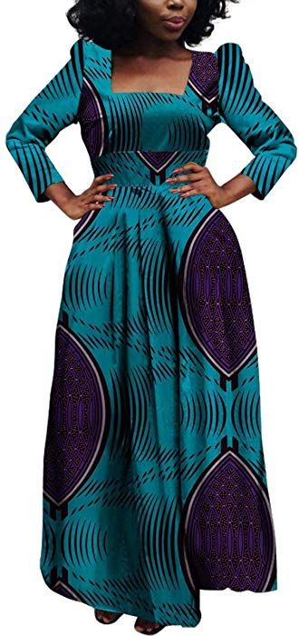 iooiooi Womens Long Sleeve African Print Maxi Dress Elegant Square Neck Ankara Day Dress: Amazon.ca: Clothing & Accessories Latest African Fashion Dresses Kitenge, African Print Maxi Dress, Women Long Gown, Maxi Dress Elegant, Long African Dresses, Dress Amazon, African Dresses Modern, African Fashion Ankara, Girl Dress Patterns