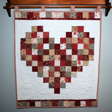 Quilt Hanging, Heart Quilt Pattern, Miniature Quilts, Holiday Quilts, Heart Quilt, Wall Quilts, Christmas Quilts, Scrappy Quilts, Quilted Wall Hangings