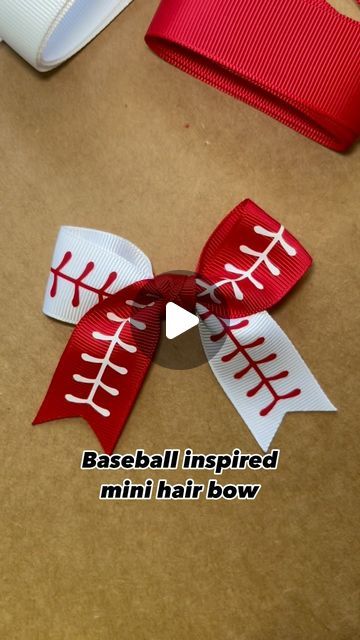 Monica Silva on Instagram: "Any baseball fans around? ⚾️ Comment 'iron' and I'll send you a link to the mini Easy press. Baseball-inspired hair bow tutorial. #hairbowturial #hairbowdiy#bowdiy #ribbon moño #liston" Volleyball Hair Bows Diy, Diy Bow Hair Clips, Basketball Hair Bows, Volleyball Hair Bows, Sports Hair Bows, Softball Bow, Softball Bows, Basketball Hairstyles, Baseball Stuff