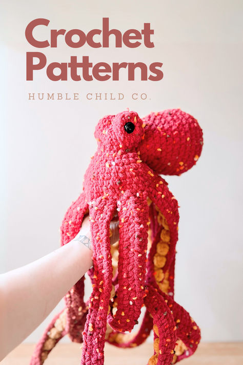 The Bestselling Giant Octopus CROCHET pattern from Humble Child Co. You can find Anchor the Octopus along with other Easy-To-Follow digital PDF patterns in our Etsy shop. #Amigurumi #Crochetpattern #CrochetOctopus Amigurumi Free Pattern Large, Octopus Pattern Crochet, Crochet Octopus Free Pattern Chunky Yarn, Crochet Big Octopus Free Pattern, Slug Crochet Pattern Free, Large Crochet Amigurumi Free Patterns, Giant Crochet Octopus Free Pattern, Crochet Giant Plushies Pattern Free, Ocean Crochet Ideas