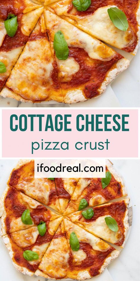 This Cottage Cheese Pizza Crust is made with 3 ingredients and tastes liek a real pizza crust! Also contains 11 grams of protein per 2 slices! So easy to make too! #PizzaAroundtheWorld Healthier Pizza Crust, Sesame Pizza Crust, Weight Watchers Pizza Crust, Big Mac Pizza With Cottage Cheese Crust, 3 Ingredient Cottage Cheese Flatbread, Low Carb Keto Cottage Cheese Chicken Crust Pizza, Egg Crust Pizza, Cottage Cheese Pizza Bites, Cottage Cheese Recipes Pizza