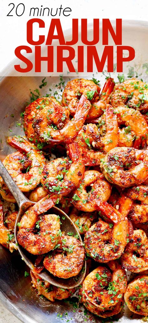 Cajun Shrimp Recipe Cajun Shrimp Marinade, Cajun Shrimp Recipe, Lighter Meals, Parsley Butter, Cajun Shrimp Recipes, Seafood Dinners, Cajun Food, Carlsbad Cravings, Juicy Shrimp