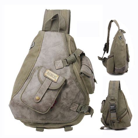 Men Sling Bag Backpacks Military Messenger Bag, Vintage Messenger Bag, Military Backpack, Canvas Leather Bag, Canvas Messenger Bag, Shoulder Backpack, New Rock, Waterproof Bags, Messenger Bag Men