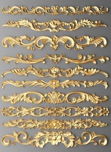 Baroque Decor, Furniture Appliques, 3d Decor, Wood Carving Designs, 3d Modelle, 3d Interior, Carving Designs, Decorative Elements, Ornaments Design