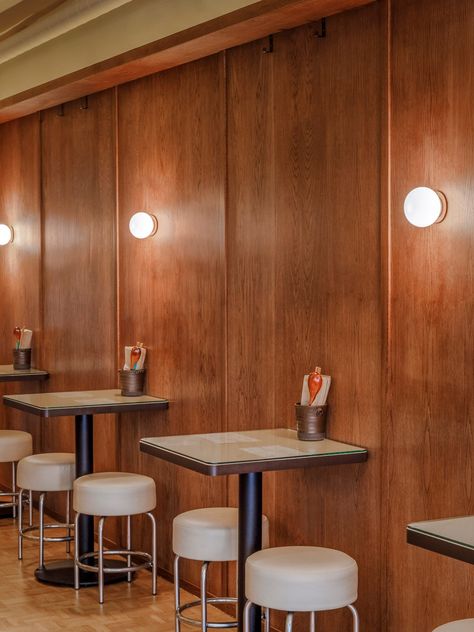 BAO Marylebone draws on "utilitarian" Taiwanese dumpling shops Bao Restaurant, Bao London, Restaurant Lighting Design, Utilitarian Design, Burger Restaurant, 카페 인테리어 디자인, Restaurant Lighting, Banquette Seating, Restaurant Interior Design