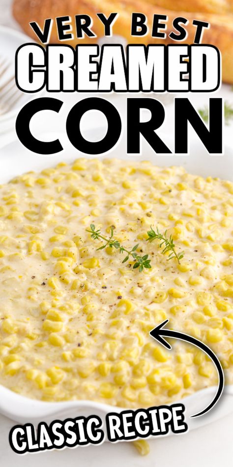 This Creamed Corn recipe is an easy, creamy homemade side dish. Once you know how simple and how tasty it is, it may make an appearance on your table more often! Homemade Creamed Corn, Homemade Cream Corn, Cream Corn Casserole, Creamed Corn Recipes, Creamy Frosting, Cream Corn, Facebook Recipes, Vegetable Recipe, Pinky Girl