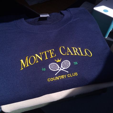 Vintage Monte Carlo Embroidery Sweatshirt, Tennis Sweatshirt, Tennis Country Club Jumper, Vintage Monaco Crewneck, Perfect Cosy Jumper for her, Vintage Crewneck Location, Location City Sweatshirt, Vintage City Embroidered Sweater I've included images showing the design on a Navy Sweatshirt, please message me for specific sweatshirt colour requests/a request for changing the embroidery colour. Check out our Shop filled with so many Designs! https://www.etsy.com/uk/shop/TahikoStitch ⬅️⬅️⬅️ Don't F Monaco Sweatshirt, Country Club Tennis, Tennis Crewneck, Tennis Sweatshirt, Tennis Sweater, Cosy Jumper, Vintage Tennis, Vintage Crewneck, Embroidery Sweatshirt