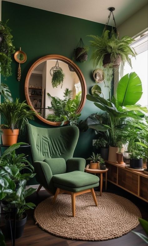 Living Room Plants Decor Modern, Plant Sitting Room Aesthetic, Plant Rooms Bohemian, Plant Room Inspiration, Boho Design Interior, Tropical Victorian, Boho Plant Room, Modern Home Trends, Work Nook