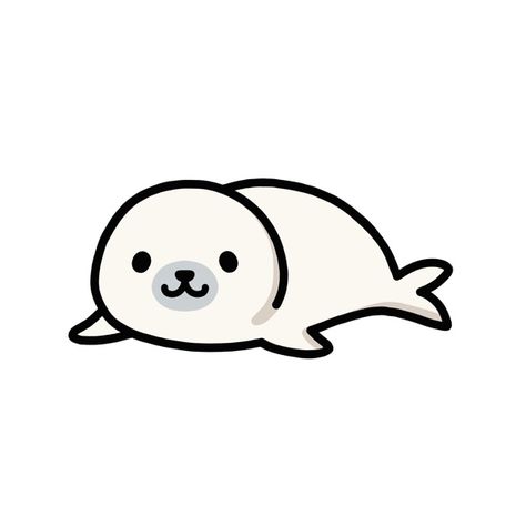 Cute seal Cute Water Animals Drawings, Cute Animal Outlines, Cute Seal Art, Seal Drawing Cute, Drawing Ideas Cute Animals, Easy Drawings Animals, Animal Cartoon Drawings, Cute Cartoon Drawings Easy, Seals Drawing