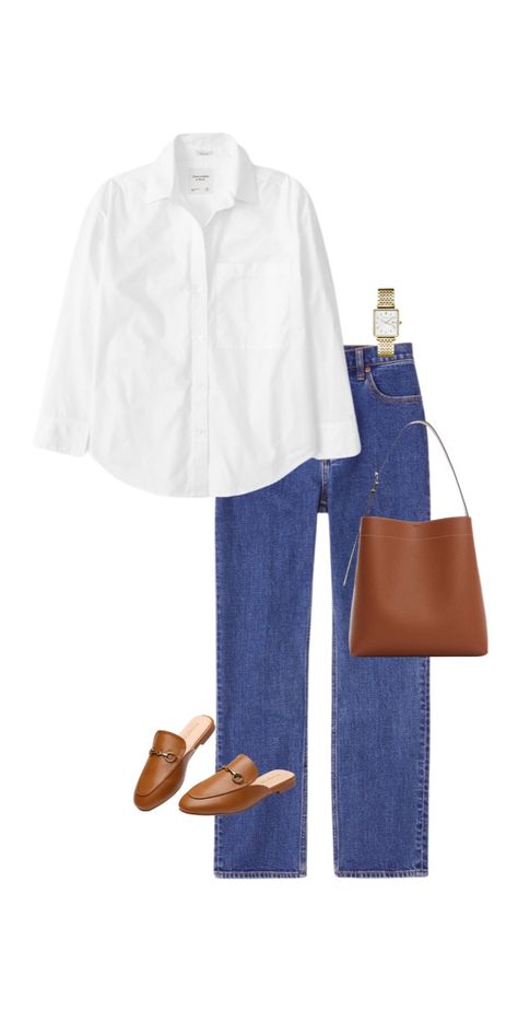 Summer Mom Outfits, Looks Jeans, Mode Tips, Chique Outfits, Everyday Fashion Outfits, Casual Day Outfits, Elegante Casual, Mode Casual, Brown Shoes