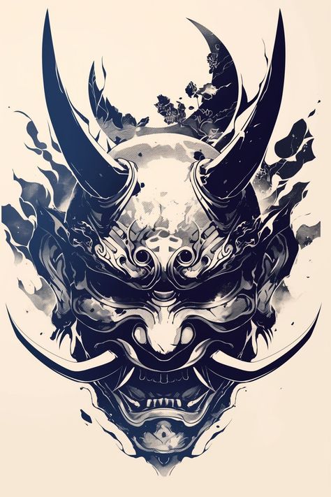 50 Oni Mask Tattoo Design Ideas That Channel Ancient Japanese Spirits – Refined Aesthetique Oni Mask Tattoo Design, Mask Tattoo Design, Oni Maske, Japanese Mask Tattoo, Japanese Oni Mask, Oni Mask Tattoo, Storm Tattoo, Oni Tattoo, Hannya Mask Tattoo