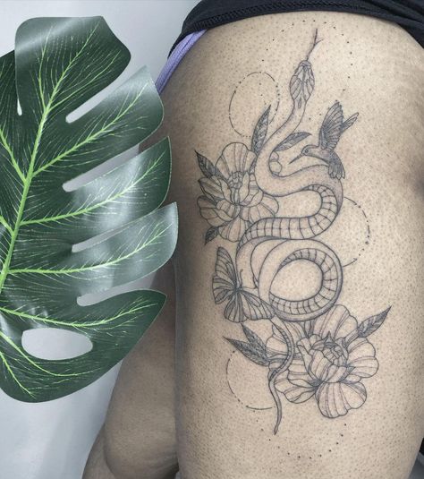 Fineline / Floral Tattoos on Instagram: “Large snake floral design for @iam.alybee today 🐍✨” Calf Tattoos For Women, Cobra Tattoo, Tattoo Snake, Snake Tattoo Design, Wrist Tattoos For Women, Calf Tattoo, Sleeve Tattoos For Women, Snake Tattoo, Pattern Tattoo