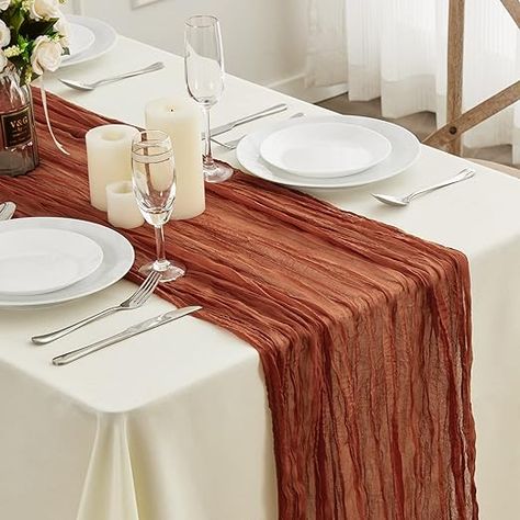 Terracotta Cheesecloth Table Runner, Sheer Table Runner, Cheese Cloth Table Runner, Bridal Shower Decorations Rustic, Cloth Table Runner, Cheesecloth Table Runner, Birthday Party Table Decorations, Holiday Dinner Table, Rustic Table Runners