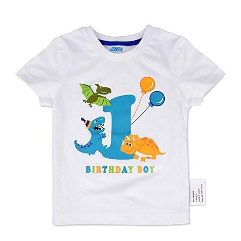 Kids Party Gift, Emblem Embroidery, Dinosaur Outfit, Dinosaur First Birthday, Brunette Color, Birthday Outfits, First Birthday Outfits, Birthday Tshirts, Boy First Birthday