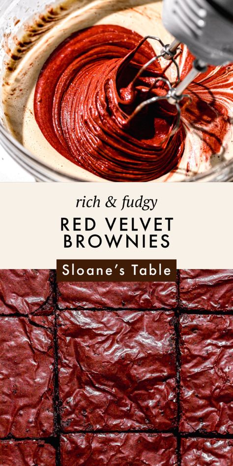 Red Velvet Chocolate Brownies, Fudgy Red Velvet Brownies, Red Velvet Blondies, Redvelvet Brownies Recipes, Gourmet Brownies Recipes, Red Brownies, Redvelvet Brownies, Red Velvet Brownies Recipe, Red Recipes