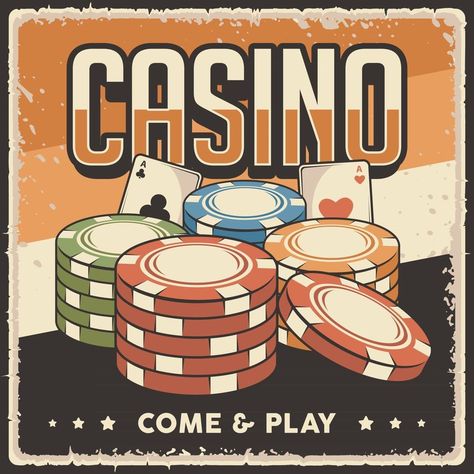 Retro Casino, Wood Poster, World Icon, Casino Chips, Cartoon Man, Poster Retro, Illustration Vector, Icon Illustration, Vector Photo