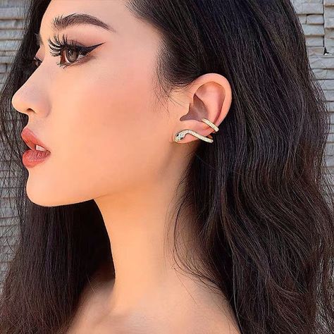 Bts Earrings, Dragon Ear Cuffs, Memorable Jewelry, Succulent Jewelry, Snake Ears, Daly City, Ear Crawler, Punk Earrings, Moon And Star Earrings