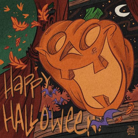 Drew Rausch - Artist of Spooky Cartoons and Comics! on Instagram: “It's October 31 - YAY! #halloween #jackolantern #happyhalloween #pumpkin #gothgoth #horrorpunk #instaartist #instaart #cartoon” Old Halloween Cartoons, Halloween Comic Art, Pumpkin Halloween Illustration, Halloween Pumpkin Illustration, Halloween Cartoon Characters, Pumpkin Illustration Halloween, Halloween Comics, 70s Halloween, Halloween Widget