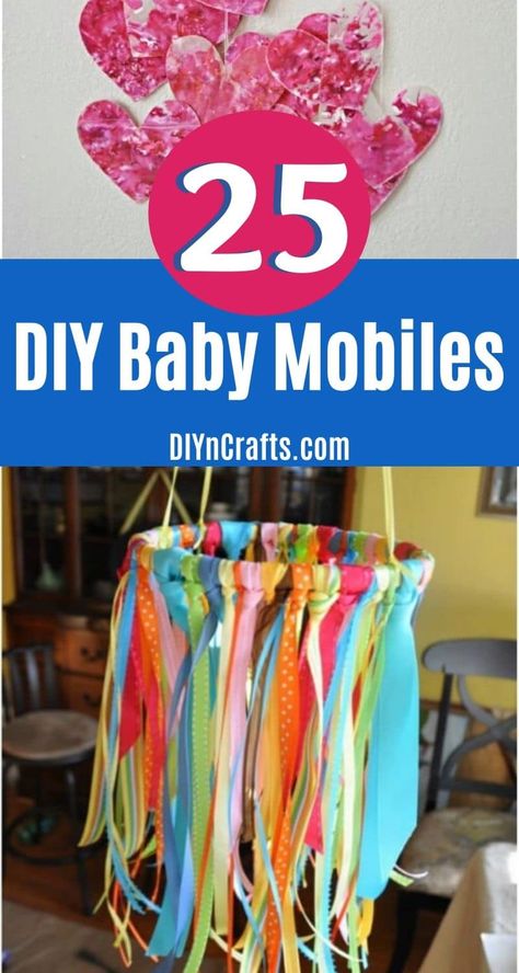 Check out this great list of 25 DIY Baby Mobiles that are adorable and fit perfectly in the nursery! So many great ideas for adding a fun new baby nursery with a unique charm! #Baby #DIYBaby #BabyNursery #Nursery #Babygifts Diy Crafts For Newborns, Diy Mobiles For Nursery, Homemade Mobile Baby, Diy Baby Gifts Homemade, How To Make A Baby Mobile, Baby Mobiles Diy, Baby Diy Projects Nursery, Mobiles Diy Hanging, Diy Mobile Baby