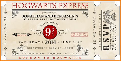 Harry Potter Ticket Invitation Template – Bagvania FREE Printable Invitation Template Harry Potter Ticket, Harry Potter Party Invitations, Harry Potter Card, Hogwarts Express Ticket, Harry Potter Weihnachten, Baby Harry Potter, Harry Potter Birthday Invitations, Harry Potter Invitations, Harry Potter Christmas Decorations