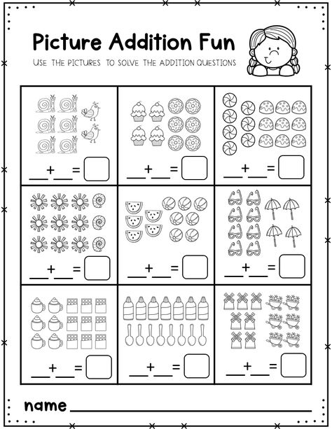 math worksheets Addition Pictures Worksheet, Introduction To Addition Kindergarten, Number Concepts Activities, Maths Activity For Class 1, Addition Kindergarten Activities, Maths Interventions, Maths Worksheets For Kindergarten, Math For Kindergarten Worksheets, Addition For Kindergarten