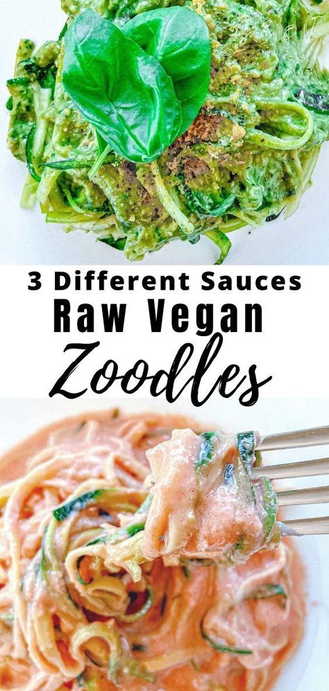 Vegan Zoodles, Raw Vegetables Recipes, Raw Vegan Pasta, Raw Vegan Recipes Easy, Raw Food Diet Plan, Different Sauces, Raw Vegan Diet, Vegan Recipes Plant Based, Zoodle Recipes