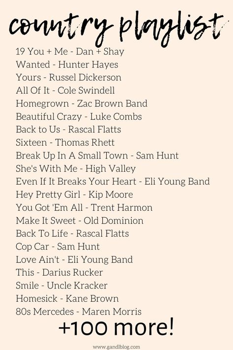 The ultimate country playlist filled with country songs for the summer, weddings, parties, and more. This playlist is filled with classics, oldies, and the best, country songs you need to hear! #music #playlist #country #countryplaylist #gandlblog Country Songs List, Playlist Country, Country Music Concert Outfit, Country Music Playlist, Music Suggestions, Country Playlist, Positive Songs, Summer Songs Playlist, Country Love Songs