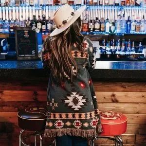 Bohemian Fair Isle Pattern Cardigan For Fall, Aztec Cardigan Outfit, Western Cardigan, Free People Bonfire Cardigan, Oversized Aztec Sweater, Aztec Sweater Cardigan, Blanket Cardigan, Clothing Studio, Cardigan Long