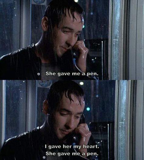 "I gave her my heart.  She gave me a pen." -- Lloyd Dobler .. John Cusack in Say Anything... @JohnCusack  @Neferast #JohnCusack #존큐잭 #SayAnything Lloyd Dobler, Hate Valentines Day, Daphne Blake, Favorite Movie Quotes, Movie Time, Movie Lines, 80s Movies, Film Quotes, Tv Quotes