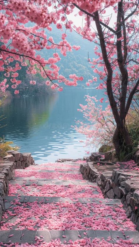 Blossoming beauty: enchanting cherry trees in full bloom, painting the landscape with vibrant hues of pink and white royalty free stock photography Cherry Blossom Landscape, Cherry Blossom Photo, Bloom Painting, Cherry Trees, Beauty Ad, Flowers Petals, Spring Landscape, Blossom Tree, Photography Beauty