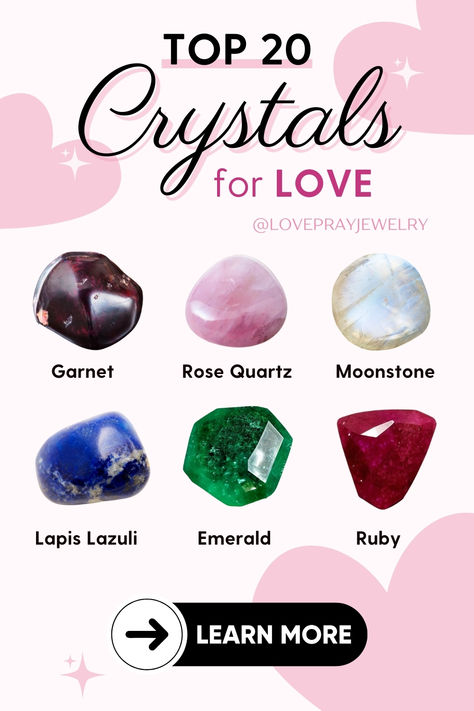 crystals for love infographic Healing Heart, Love Now, Moonstone, Rose Quartz, Garnet, Gemstone Jewelry, Healing, Crystals, Gemstones